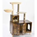 New Design Wholesale Cat Product Modern Cat Scratch Tree Cat Furniture Condo Tower Litter Box